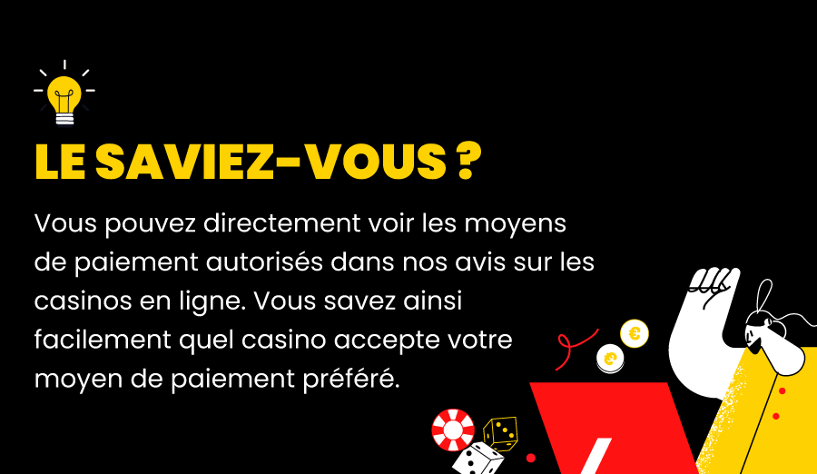 Types de moyens de paiement des casinos