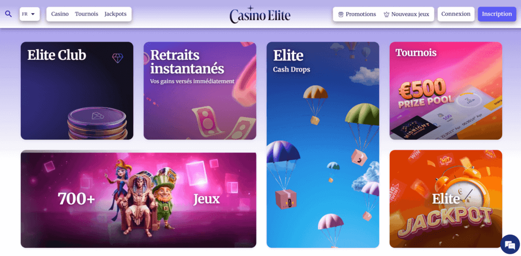 Page d'accueil Casino Elite