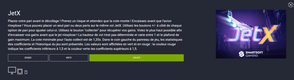 Exemple de jeu JetX