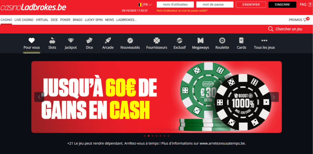 Page d'accueil Ladbrokes