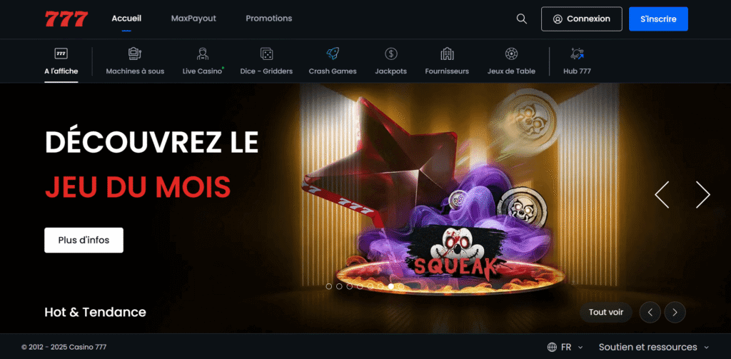 Page d'accueil Casino777.