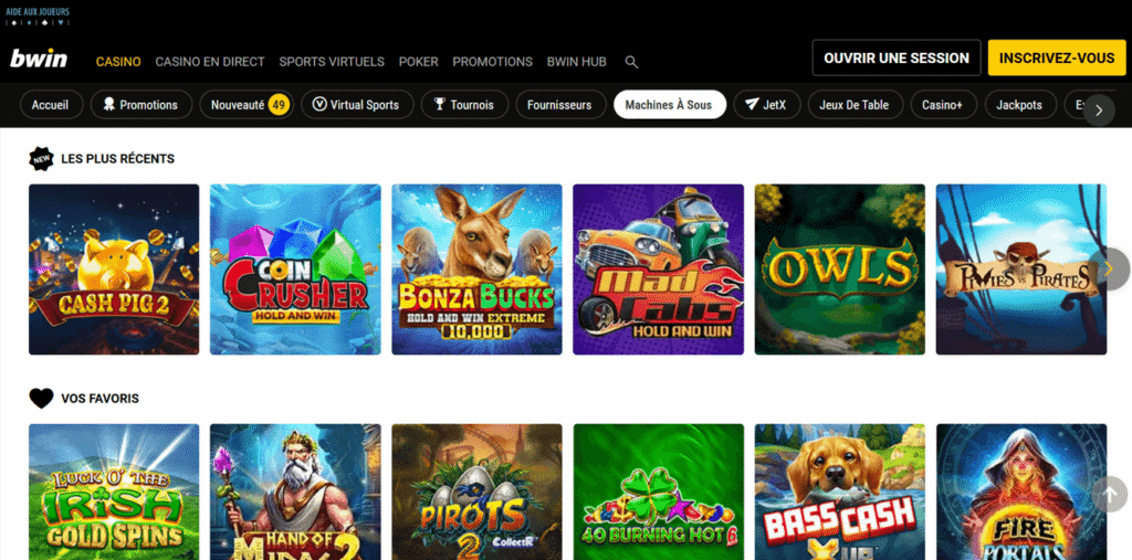 Machines à sous chez bwin.