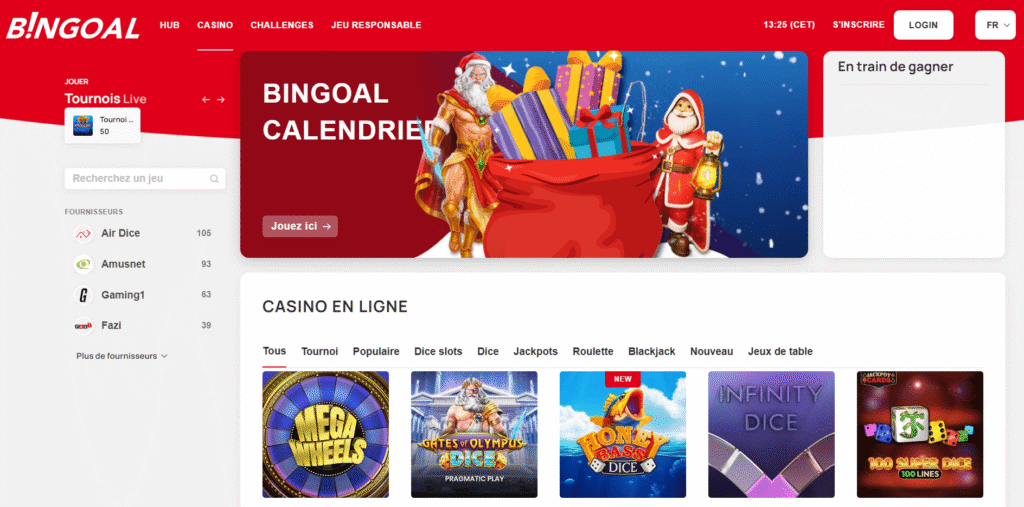 Page d'accueil de Bingoal Casino.