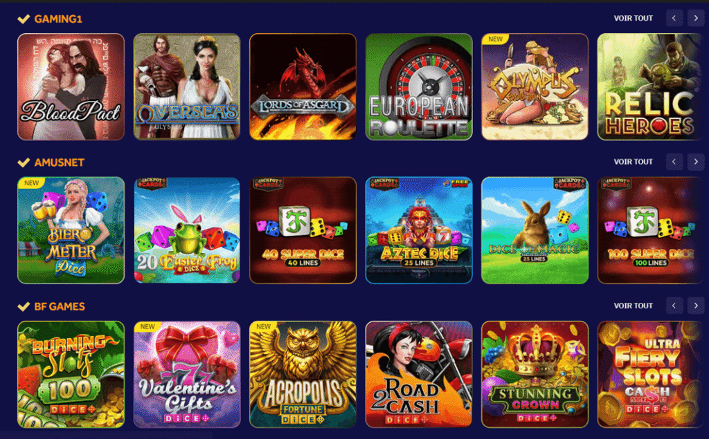 Fournisseurs de jeux du Wellington.