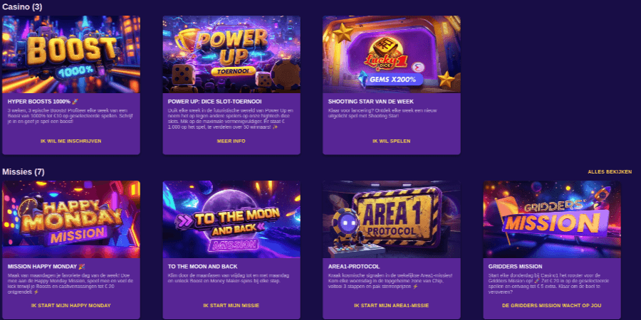Casino1 promoties pagina