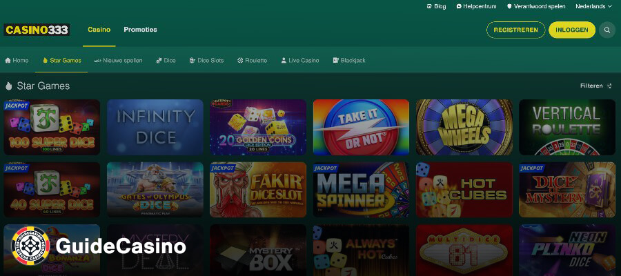 Casino 333 spelaanbod