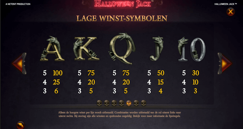 Halloween Jack Lage winst-symbolen 