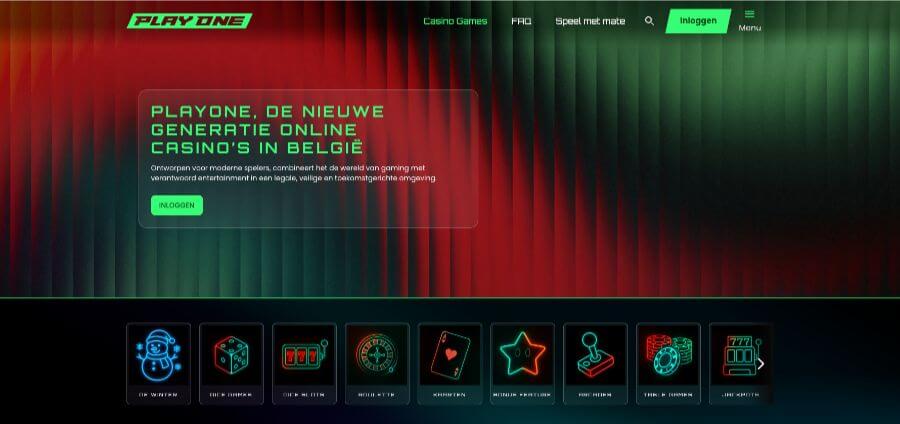 Startpagina van PlayOne