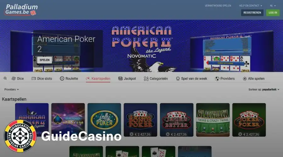 Speel verschillende casino kaartspellen bij PalladiumGames.be