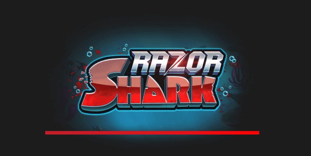 Het logo van de gokkast Razor Shark