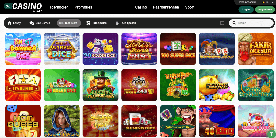 Blik op het aanbod aan dice slots op BeCasino.be