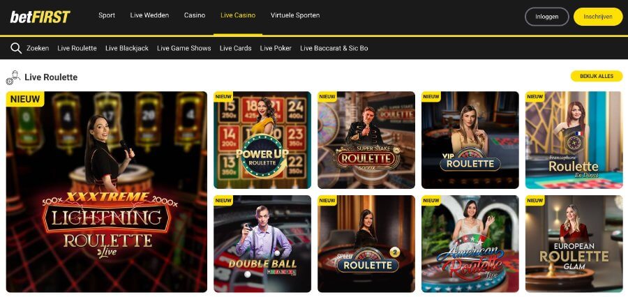 Het live casino van betFIRST