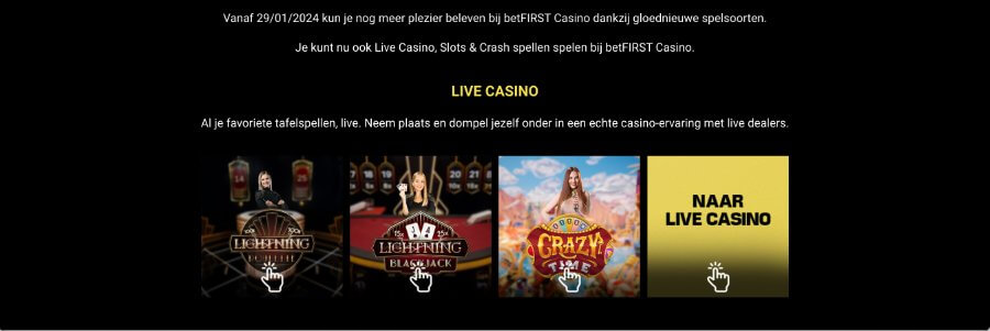 betFIRST Casino breidt het spelaanbod uit met nieuwe spelsoorten