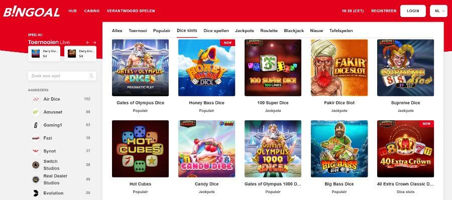 Populaire dice slots op bingoalcasino.be