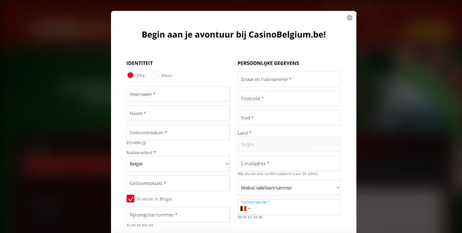 Het registratieproces van CasinoBelgium.be