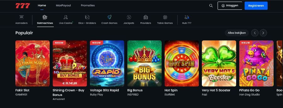 Populaire slots op Casino777.be