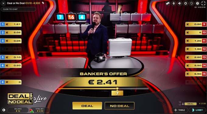 Kofferspel Deal or No Deal Live