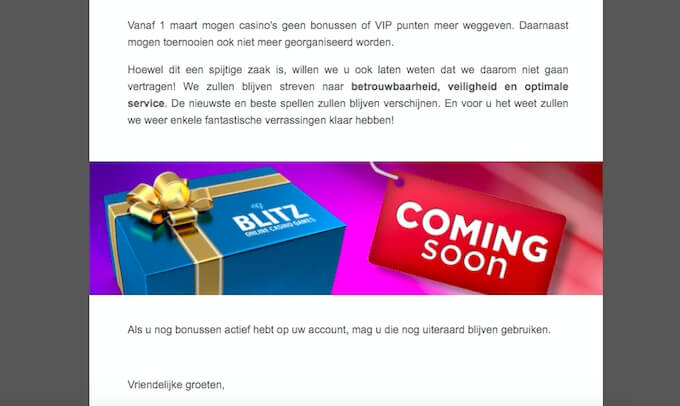 Geen casino bonus Blitz