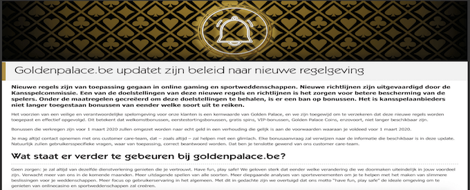 Ook Golden Palace neemt gedwongen afscheid van de online casino bonus! Golden Palace Casino Bonus