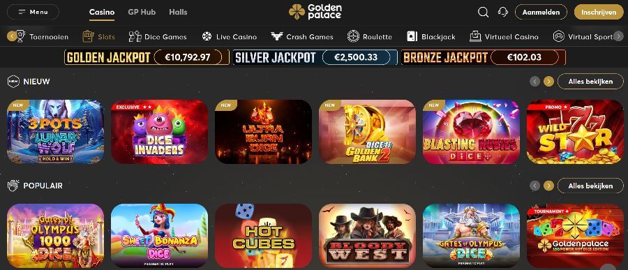 Dice slots op GoldenPalace.be