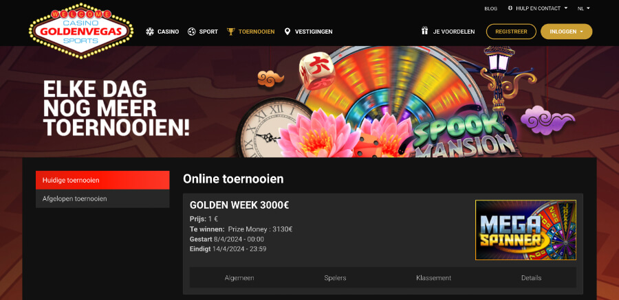 Golden Vegas staat online bekend als 'toernooi casino'