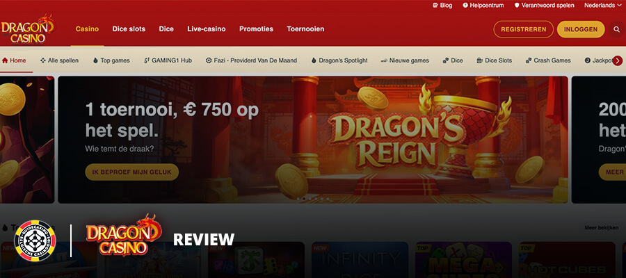 Screenshot Dragon Casino homepage