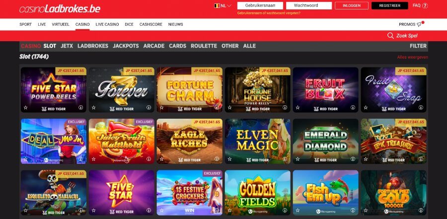 Een blik op het aanbod aan online slots op Ladbrokes.be