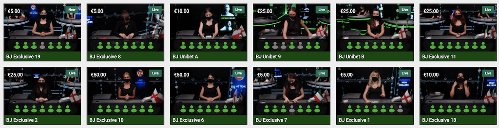 Unibet Live Blackjack