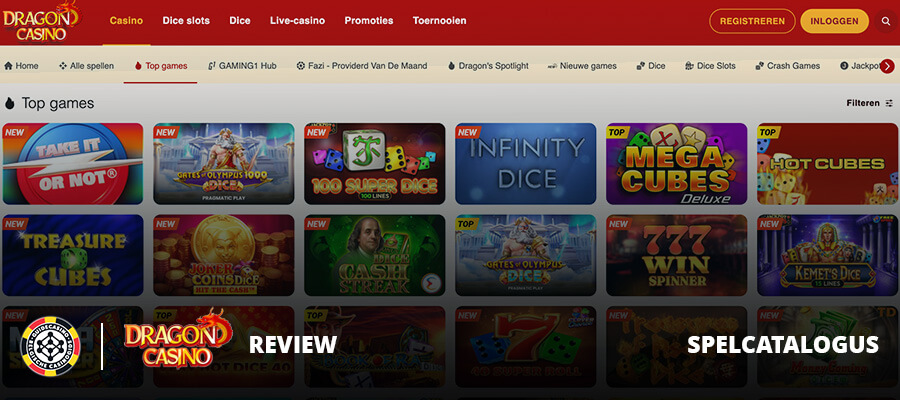 Screenshot Dragon Casino spelcatalogus