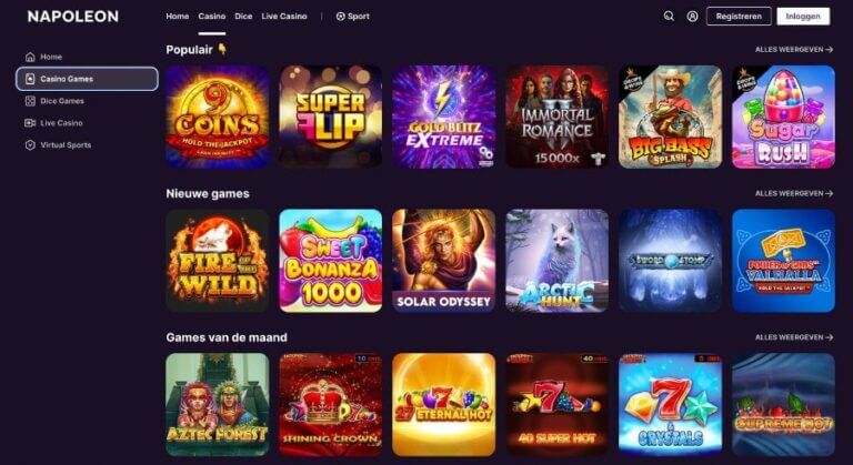verzamel welkomstpakket bij Napoleon Casino