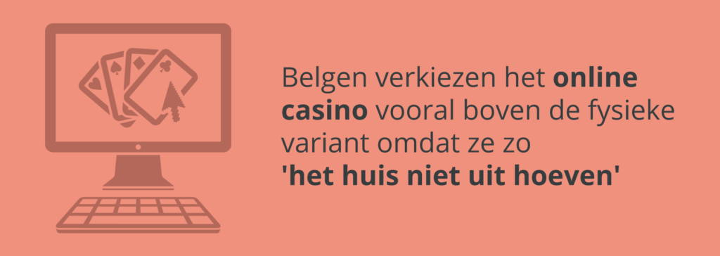 Online casino vs. fysiek casino Het online casino scoort bij Belgen vooral hoog op het gebied van comfort.