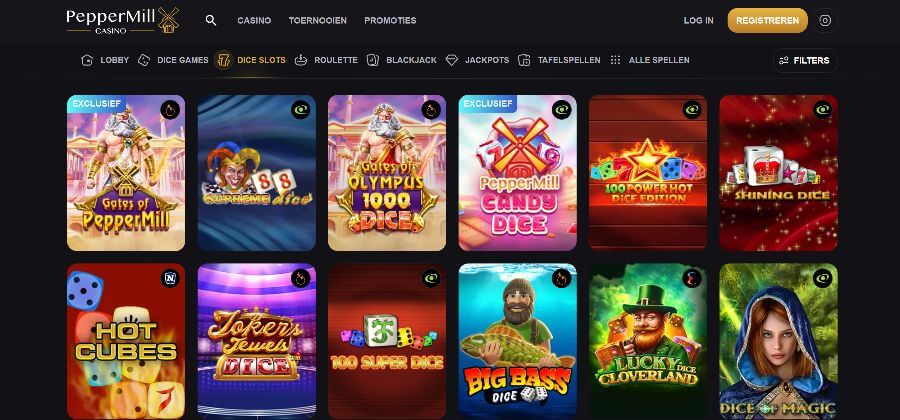 Dice slots op peppermillcasino.be