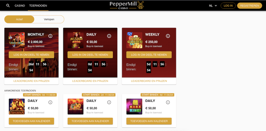 PepperMill Casino organiseert veel verschillende toernooien!