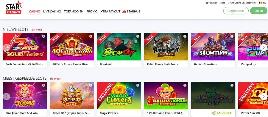 Meest gespeelde slots op StarCasino.be