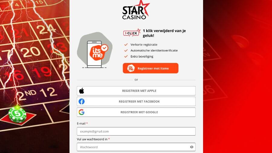 Registratieproces van StarCasino.be in beeld