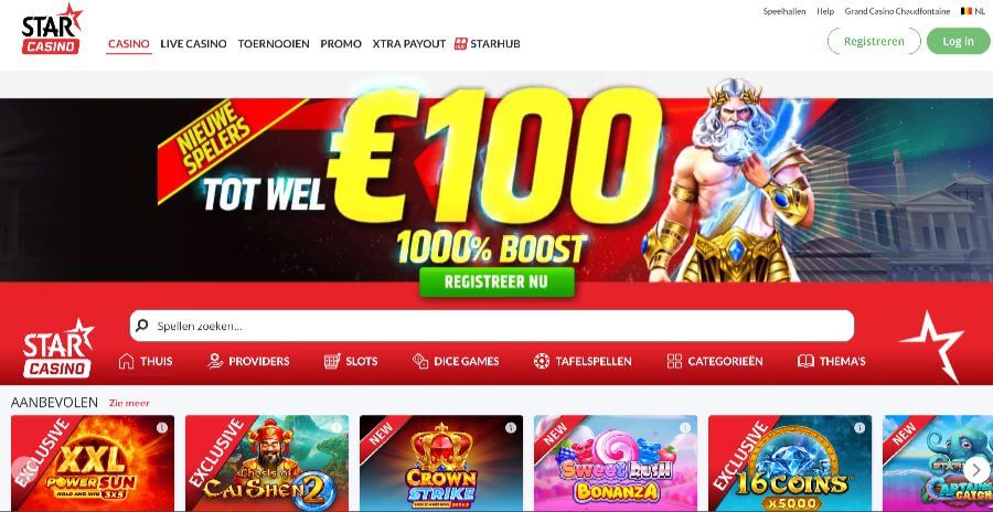 Homepage van StarCasino.be