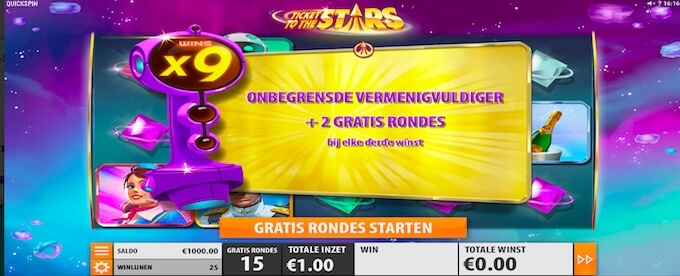 Ticket To The Stars gokkast gratis spins