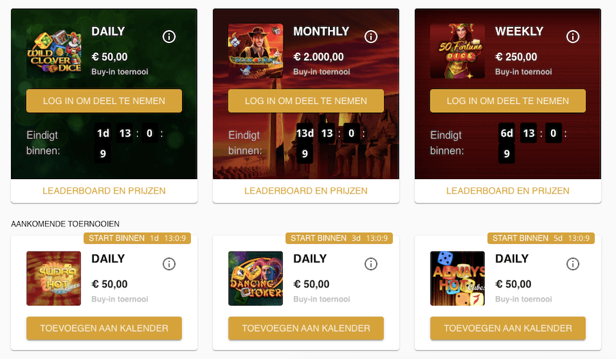 Toernooien bij PepperMill Casino!