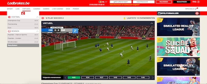 Gok op en kijk naar virtuele voetbalwedstrijden bij Ladbrokes.be! Virtual Sports Ladbrokes